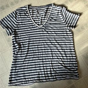 Lucky Brand Striped V Neck Classic Tee